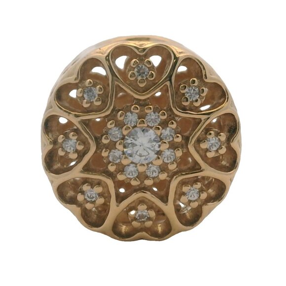 Retired Pandora 14kt Yellow Gold CZ Hearts of Gold Cut Out Spacer Charm (B) - Picture 2 of 6